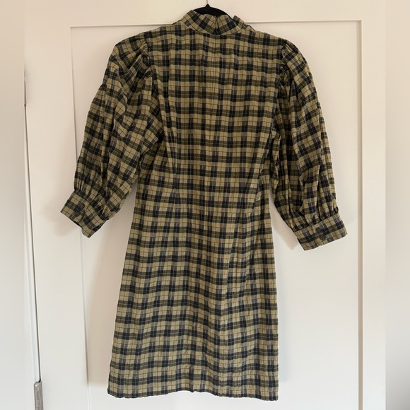 GANNI green plaid mini dress - Picture 2 of 7